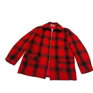 Vintage jcpenney Red and Black Plaid Quilted Lined Jacket